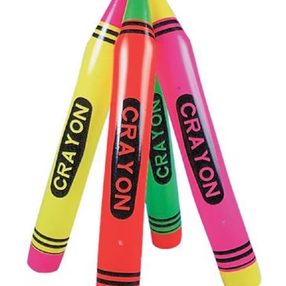 Crayon Party Crayons Pack - Neon Yellow, Red, Green, Pink